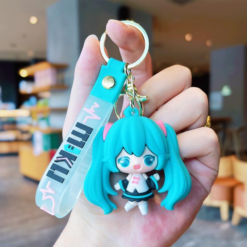 New Style Cartoon Hatsune Miku Keychain Pendant Q Version Cute Beautiful Girl Car Keychain Cute Bag Keychain Couple Pendant