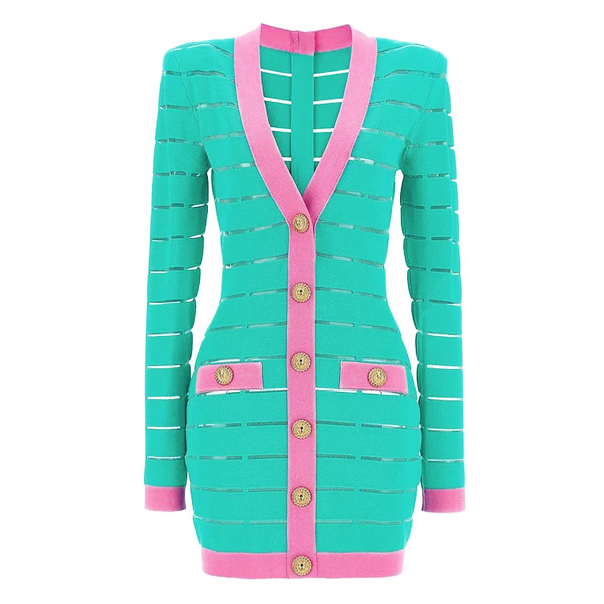 

2025 Autumn/Winter V-Neck Slimming Knit Dress for Women Small белый