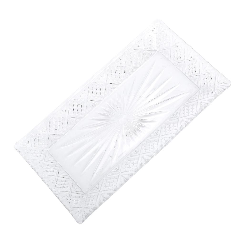 Serving Tray Rectangle Glass Platter Elegant Ample Capacity Stable Pattern Serving Dish for Dinner P