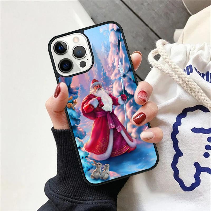 Christmas Santa Claus Phone Case For iPhone 17 Air 15 16e Cover 11 13 14 Pro Max 12 Plus Max Fundas