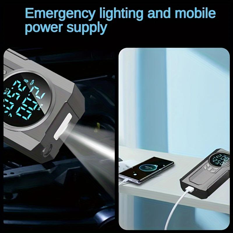 1pc Portable Cordless Car Battery Emergency Starter, Tire Air Pump, Air Compressor To Easily Inflate Tires, LED Display, With Flashlight