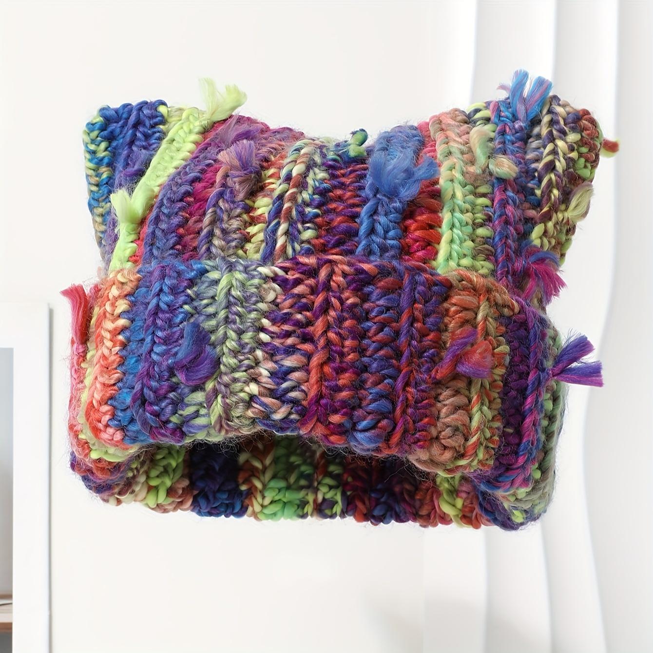 

Multicolor Tie-Dye Beanie,Bohemian Crochet Design.Elastic, Breathable & Hand Washable.Perfect Winter Cap for Stylish Street Look фіолетовий