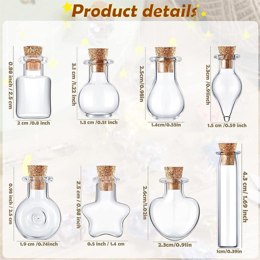 Clear Glass Mini Wishing Bottles Jars with Cork Stoppers Set for Craft Enthusiasts Art Projects Decors Party Favor