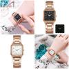 Steel Strap Square Watch For Men Women Night Light Quartz Movement Style Casual