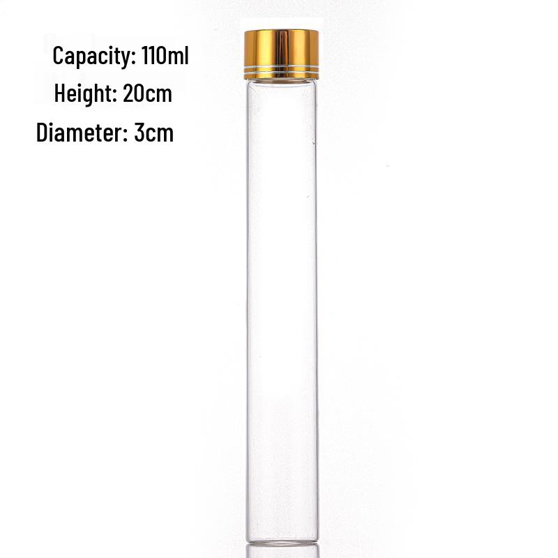30mm Glass Test Tube with Oxidized Gold Screw Cap, Sealed Agarwood or Spice Display Bottle