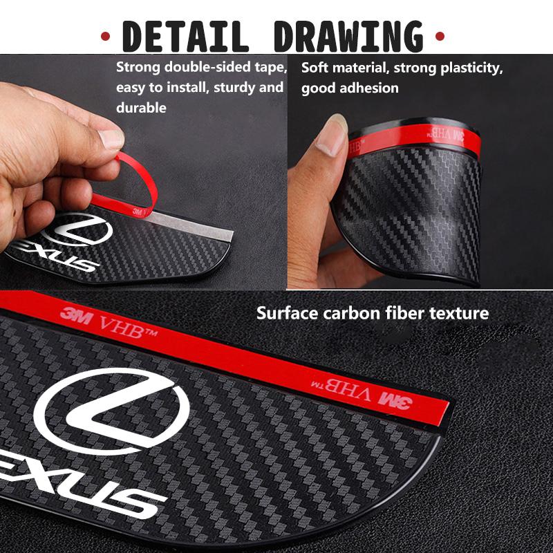 For Lexus 2PCS Car Rearview Mirror Rain Eyebrow Sticker Auto Accessories RX350 IS250 IS200 GS300 LX570 RC350 UX250h ES350