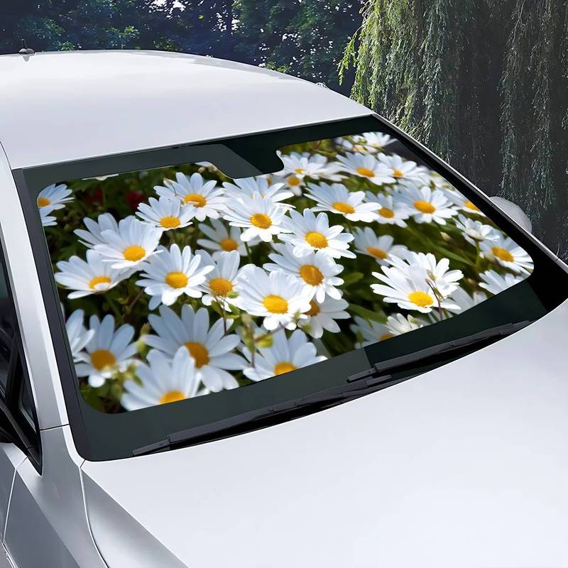 Daisies Car SunShade Car Sunshade, Front Windshield Protector, Foldable UV Resistant Sunshade Cover, Car Accessories