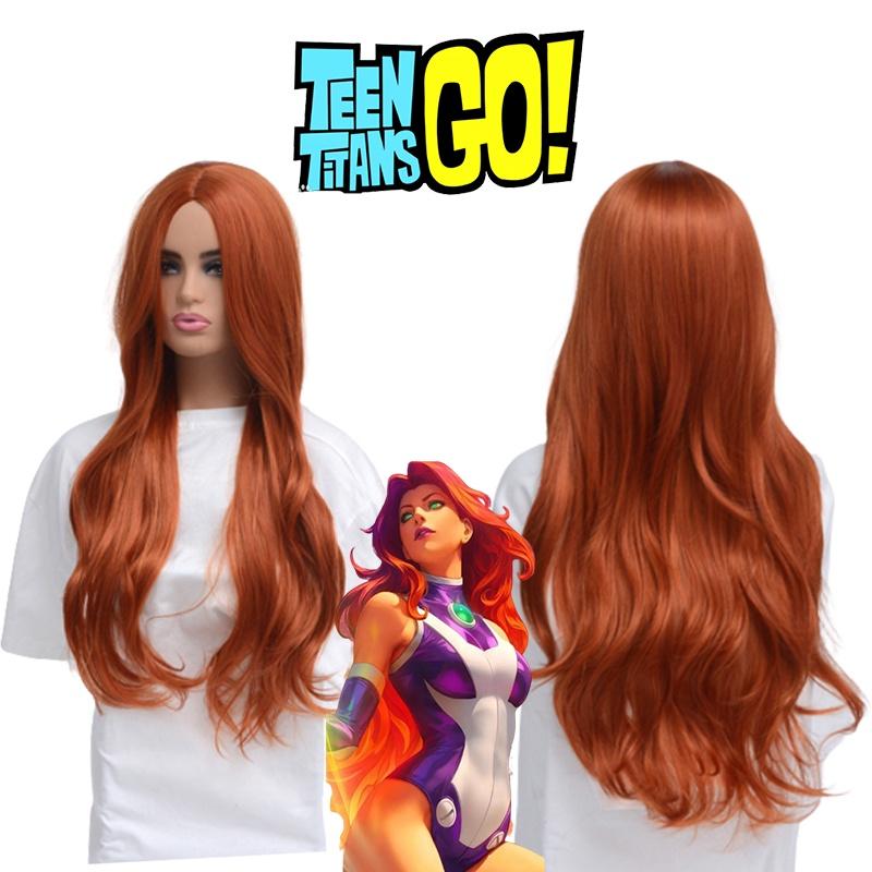 Teen Titans Starfire Cosplay Wig Soft Heat-resistant Fiber For Safe Styling
