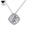 Elegant Square Pendant Necklace Women White Gold Plated Copper Chain Fashionable Office Chic Jewelry
