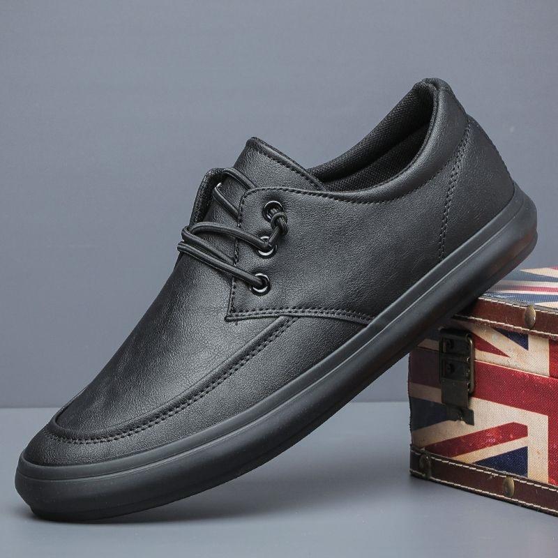 

Spring new men s leather shoes casual business wedding trend versatile board shoes breathable black waterproof shoes 38
