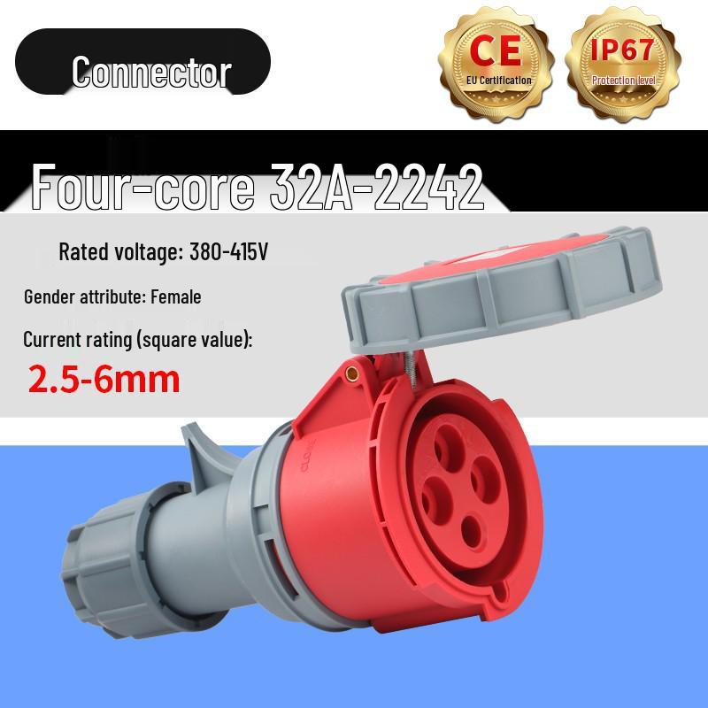 IP67 Waterproof Industrial Aviation Plug Socket, 16A/32A, 3-core, 4-wire, 5-pin Male Female Connector, Non-Explosion Proof