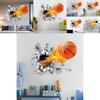 Modern Minimalist Pvc Wall Sticker With Colorful Fire Basketball Design For Boys Bedroom Decor