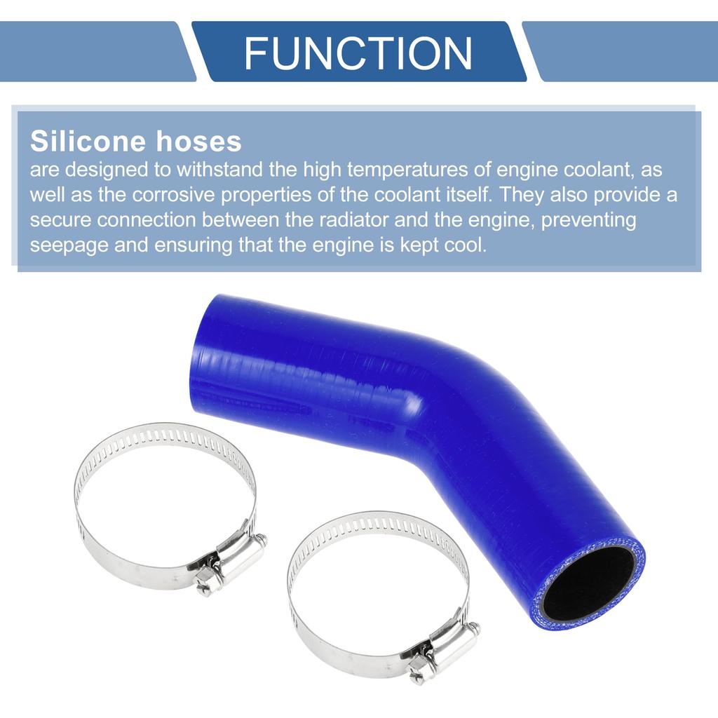 X AUTOHAUX 1 Set 35mm/1.38" ID 90mm/3.54" Length 45 Degree Blue Black Car Silicone Hose with Clamp Hose Universal