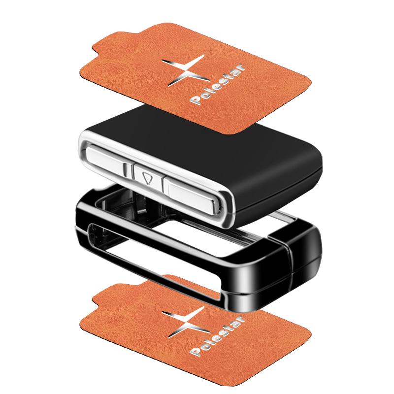 Cubierta Protectora de Aleación de Zinc y Cuero para Funda de Mando a Distancia de Coche Para Volvo Polestar 2 Polestar 3 2023 2024 Accesorios de Protección para Llave de Coche