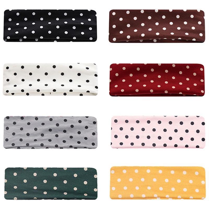 7cm Wide Polka Dot Elastic Sports Headband - Non-Slip, Sweat-Absorbing for Yoga & Fitness