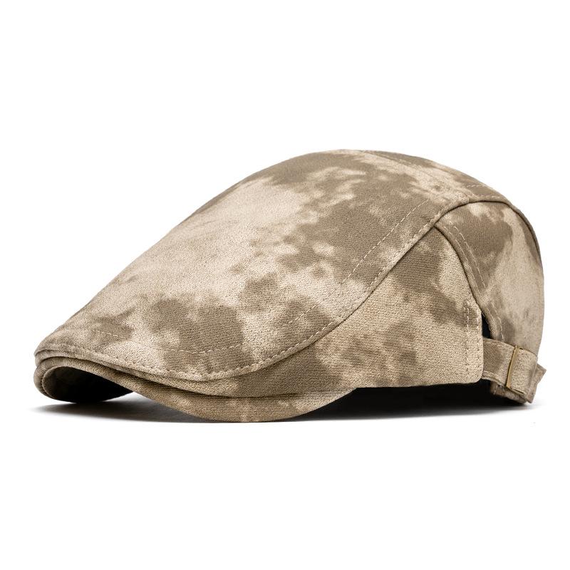 Print Beret Autumn Winter Thick Warm Forward Cap Men Big Head Circumference Newsboy Cap