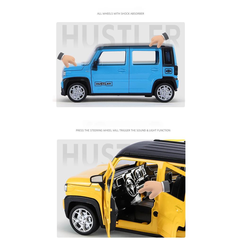 1/22 Suzuki Hustler SUV Alloy Car Model Sound and Light Pull Back Children's Toy Collectibles Birthday Gift