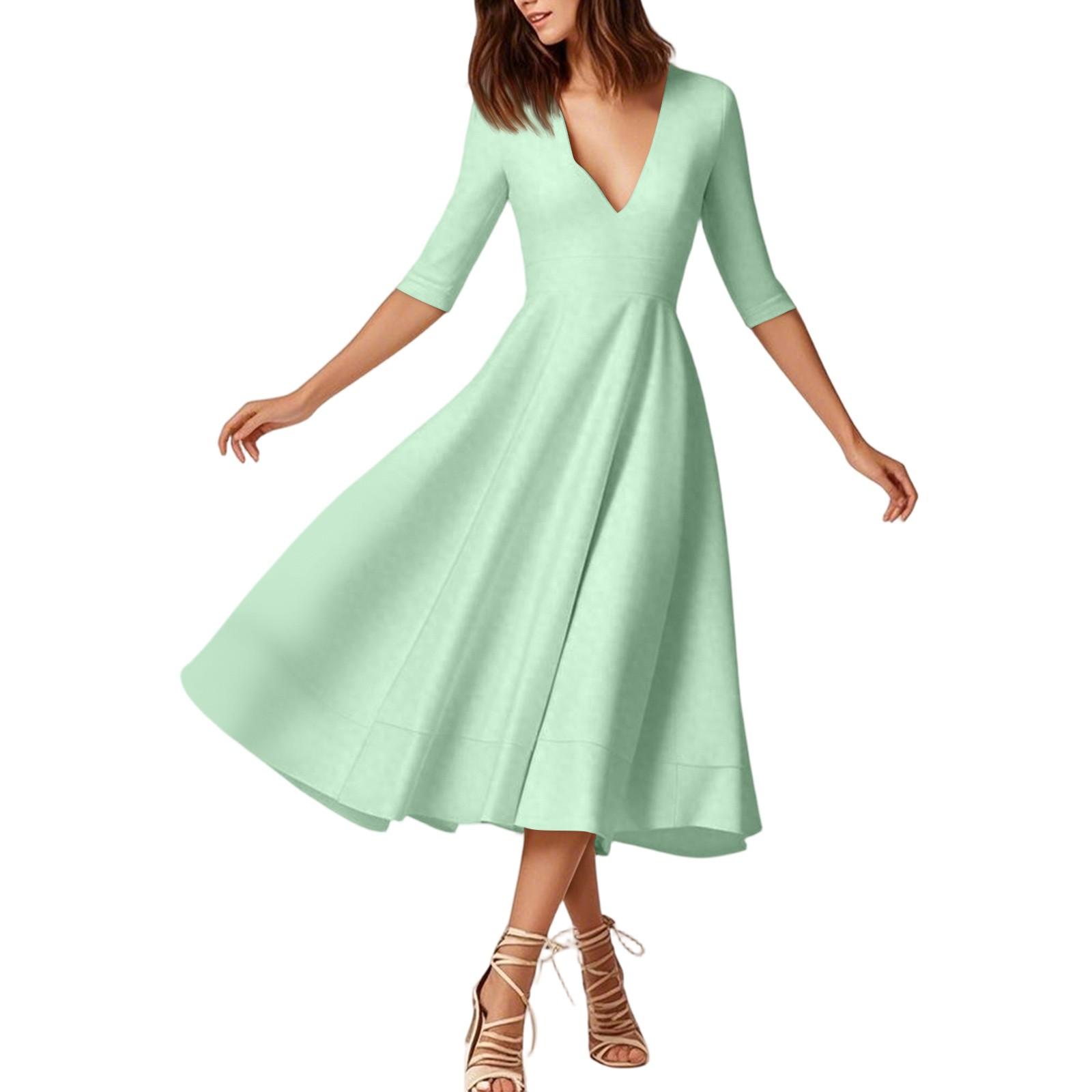 

Женское модное платье средней длины со средним рукавом, сексуальное платье с V-образным вырезом XXL