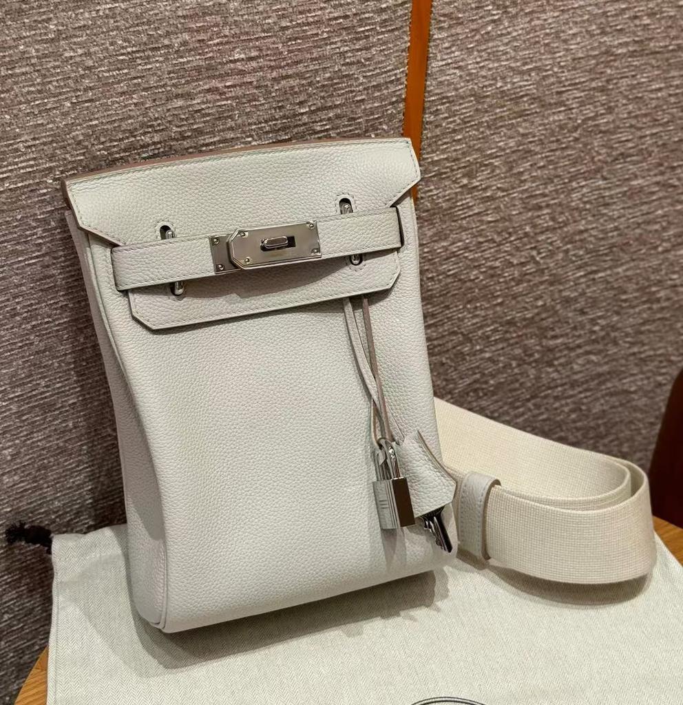H Home Head Layer Cowhide Togo Lychee Pattern Chest Bag 26 Steel Hardware Men's Women's Universal Leather Waist Diagonal Shoulder