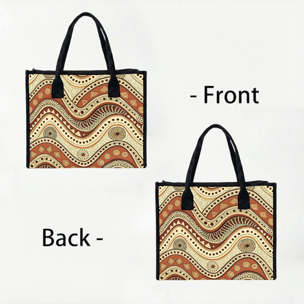 Bohemian Wave Pattern Tote Bag Fashion Large Capacity Casual Carry All for Daily Use