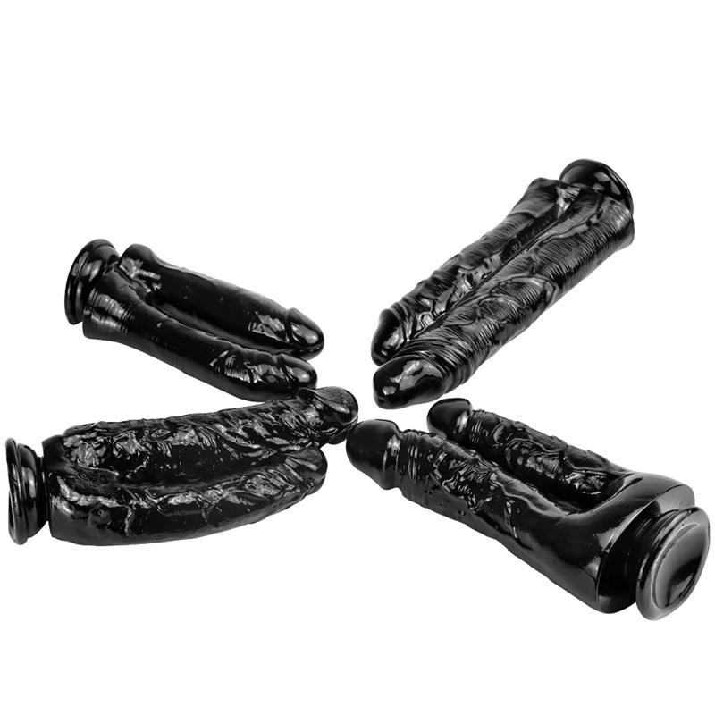 Female Pulls Anterior Yin and Posterior Court with Two-pronged Double-headed Penis Anal Plug Training Masturbation Device Sex Products