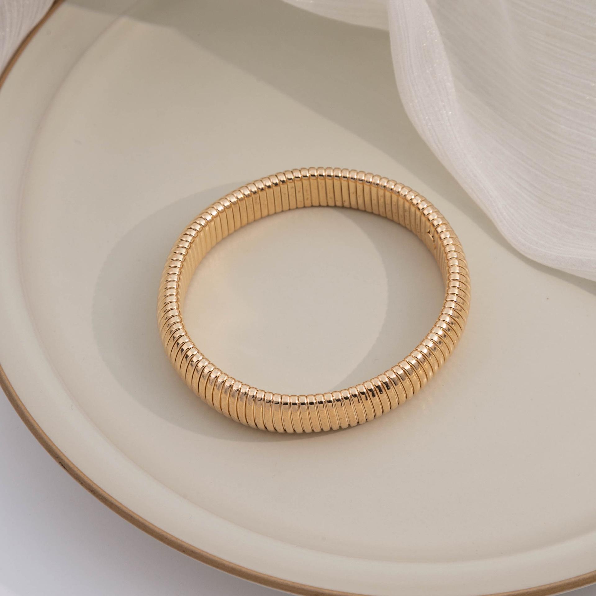 

Ретро Минималистичный Браслет-Бэнгл с Вертикальной Полосой и Кругом для Женщин - Высококлассный Европейский и Американский Стиль