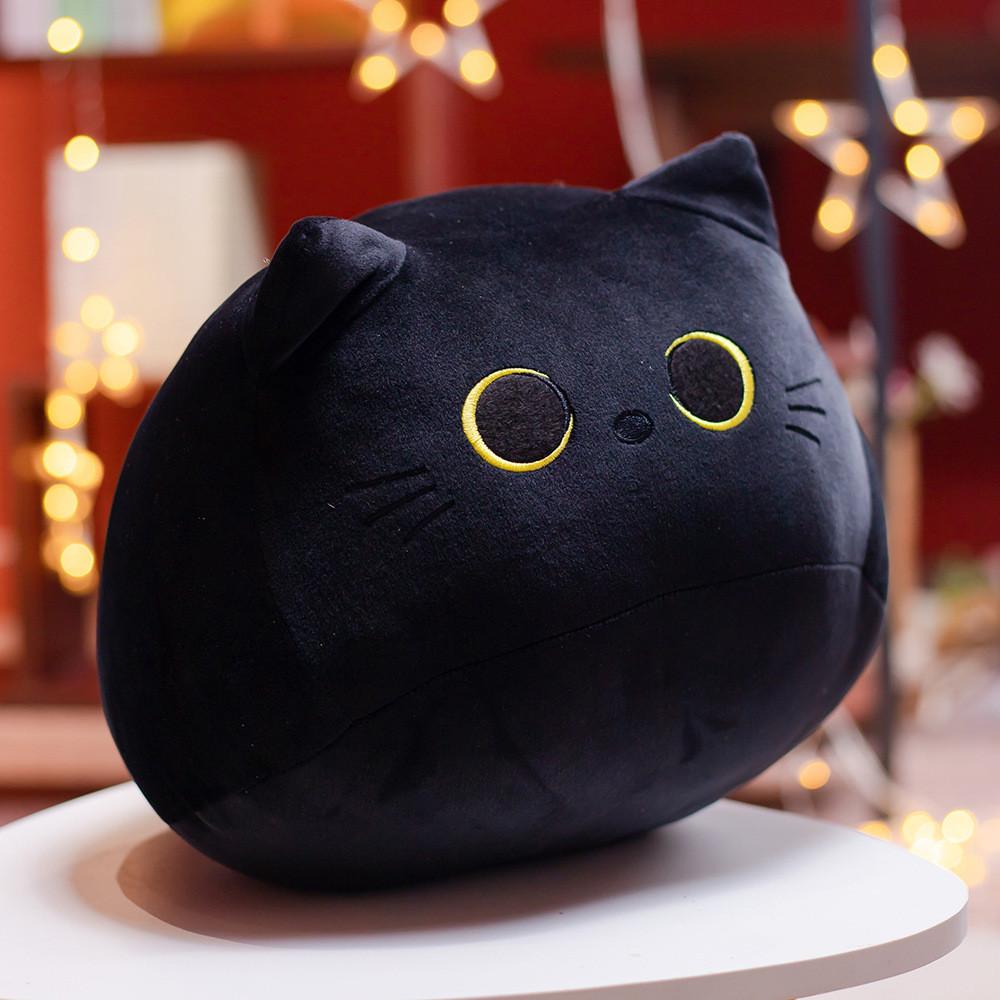 Cat Cartoon Adorable Plush Pillow Soft Black White Cat Stuffed Doll Gift Kids