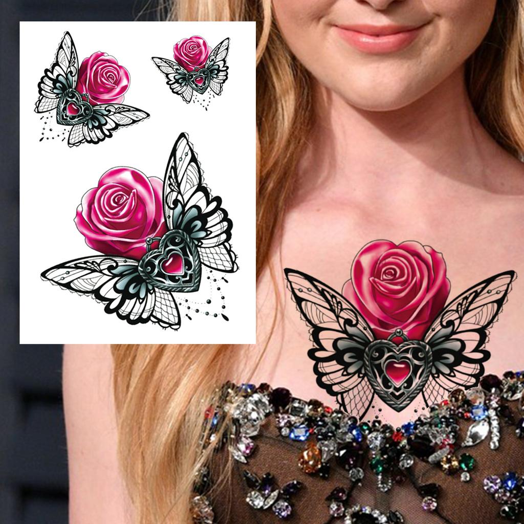 Sexy Tiger Flower Temporary Tattoo For Women Girl Skull Leopard Lion Tattoos Sticker Black Fake Tribal Animal Large Wasit Tattos