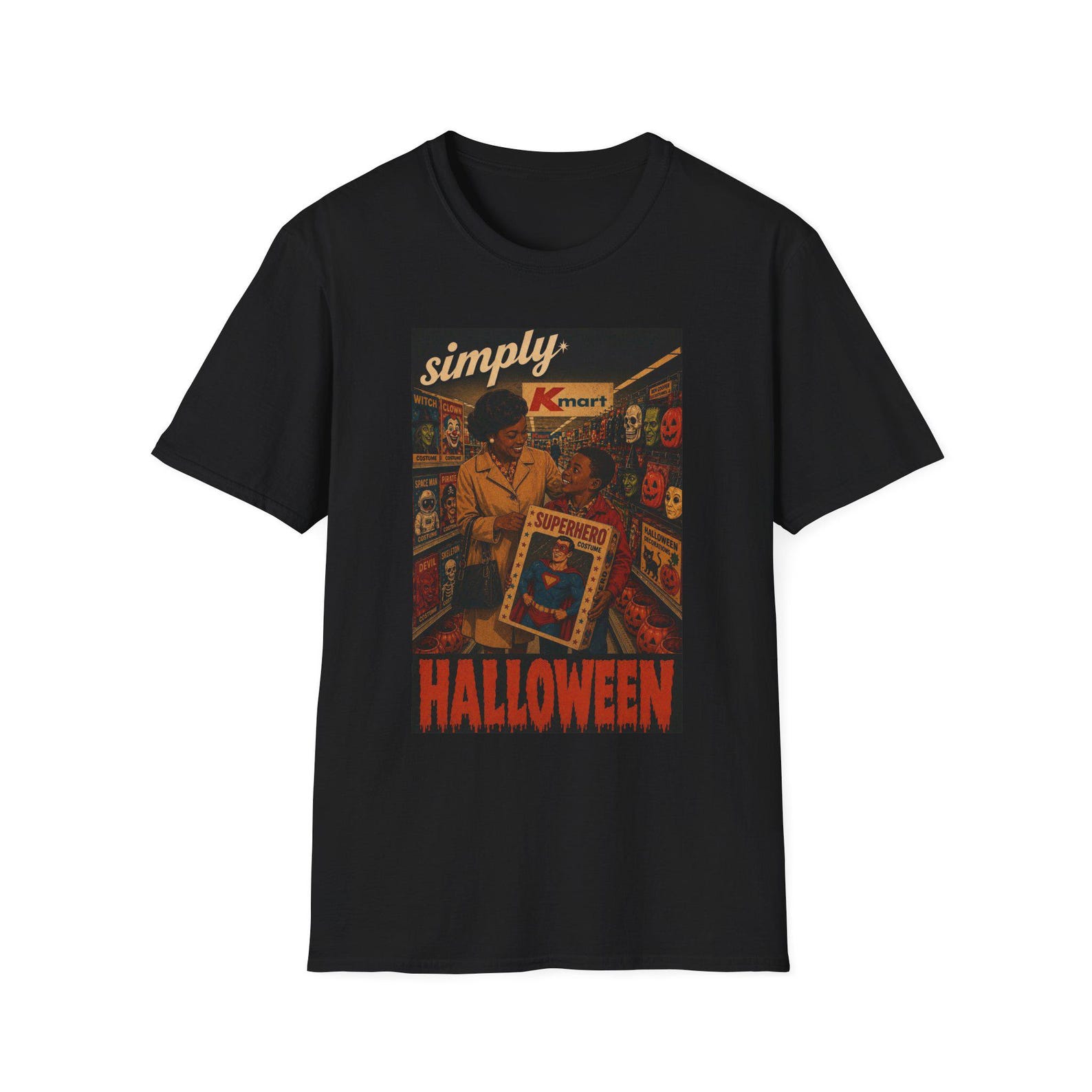 Simply Halloween T-Shirt | Retro Superhero Costume Aisle M