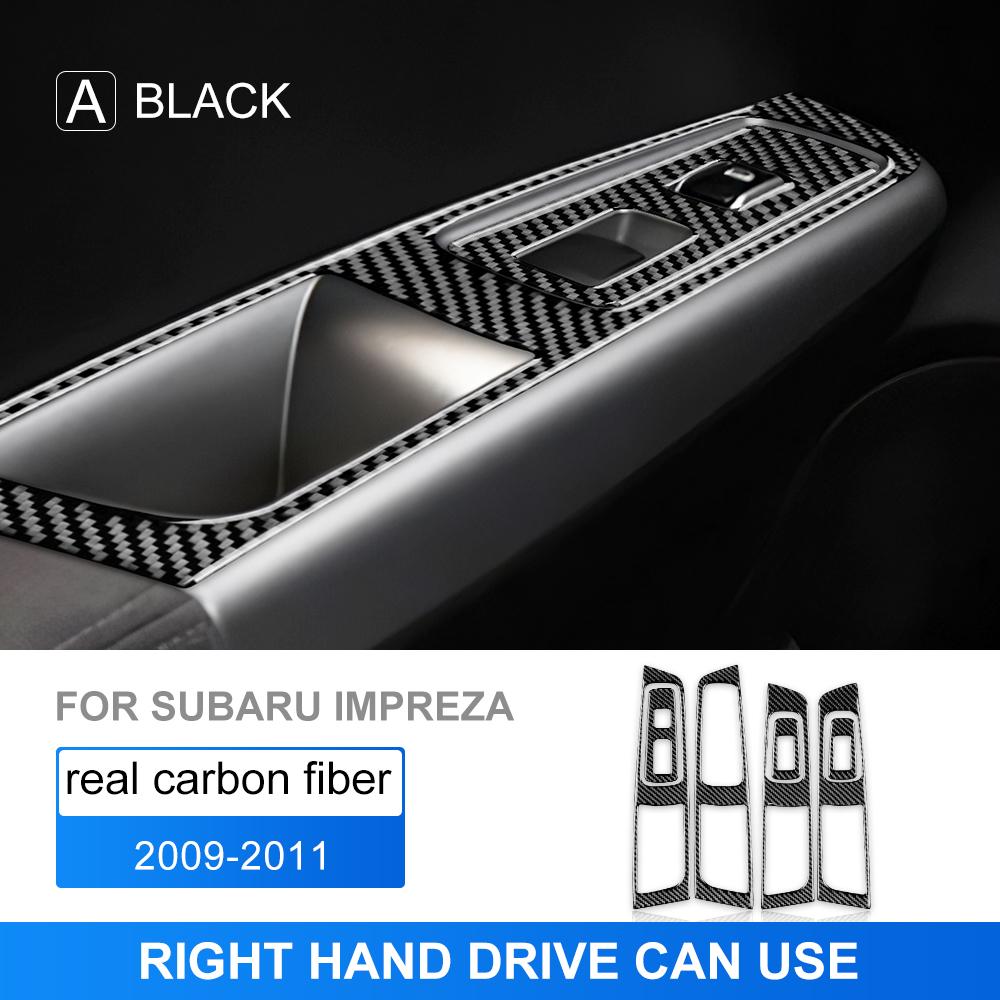 Real Soft Carbon Fiber Car Sticker For Subaru Impreza 2009 2010 2011 LHD RHD Door Window Switch Button Cover Panel Accessories