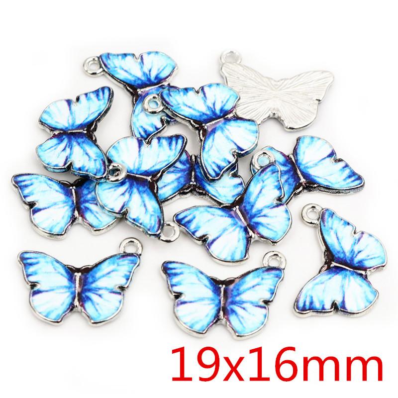 10pcs 21x15mm 19x16mm Colorful Butterfly Charms Pendant Enamel Metal Charms Necklace Bracelet DIY Jewelry Making Accessories