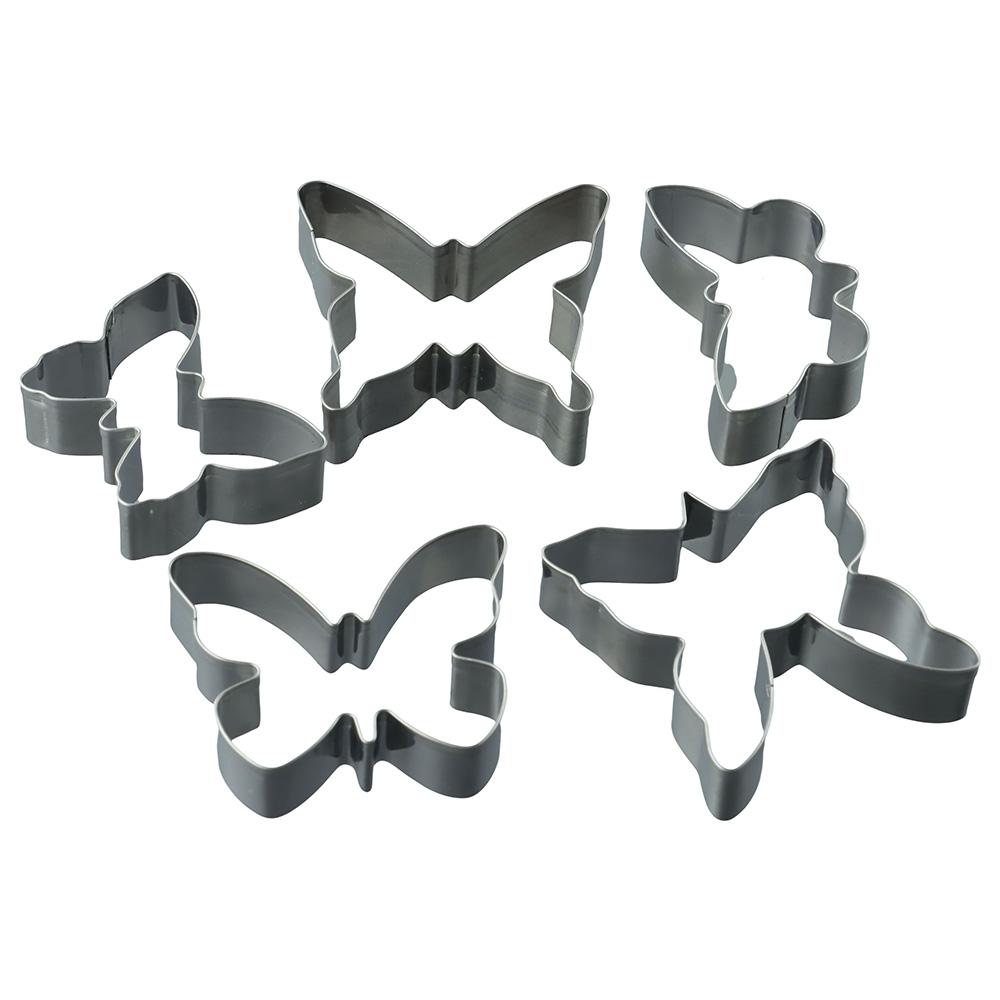 

5 шт. серебряные формочки для печенья из нержавеющей стали, формочки для резки помадки, набор формочек для печенья, кухня