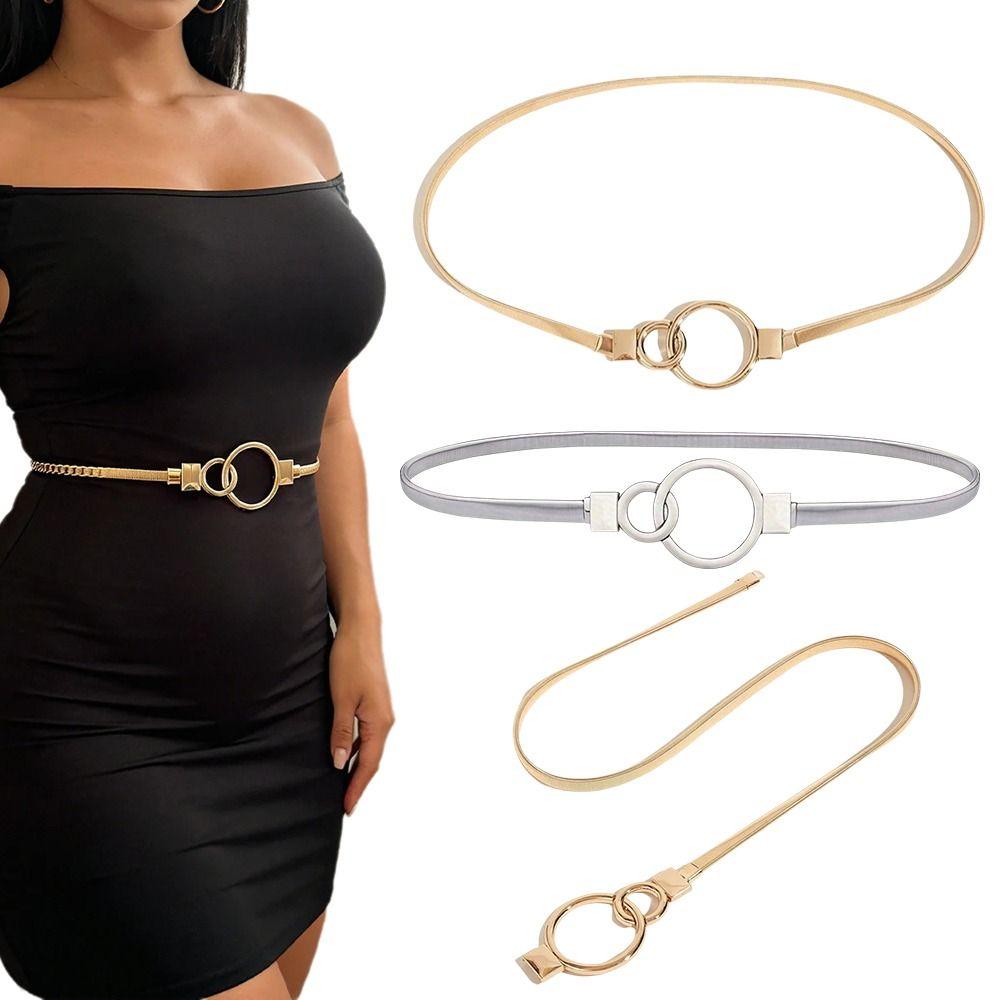 Metal Female Waist Belts Spring Chain Belt Simple Waistband For Women