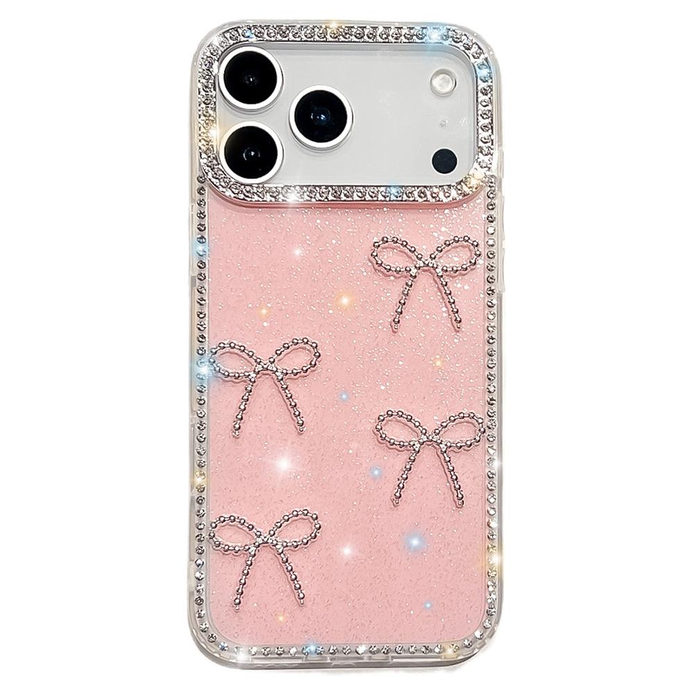 For iPhone 17 Pro Max Case Rhinestone Edge Butterfly Bow Decor TPU+PC IMD Phone Cover