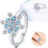 Women Ring copper Blue Zircon Snowflake Ring Winter Christmas Wedding Party Romantic Jewellery Gift High Quality