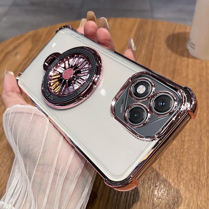 Funda For Honor 400 Lite Case Magnetic Gyroscope Holder Plating Airbag Camera Protect Silicone Transparent Bumper Back Cover