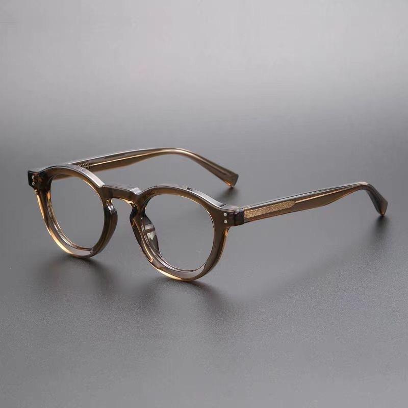Fashion New Japanese Retro Style Men and Women Vintage Round Frame Glasses Pin Fashion Personalized Flat Mirror