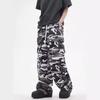 Men's Retro Hiphop Camouflage Cargo Pants: Loose, Straight-Leg, Multi-Pocket Design.