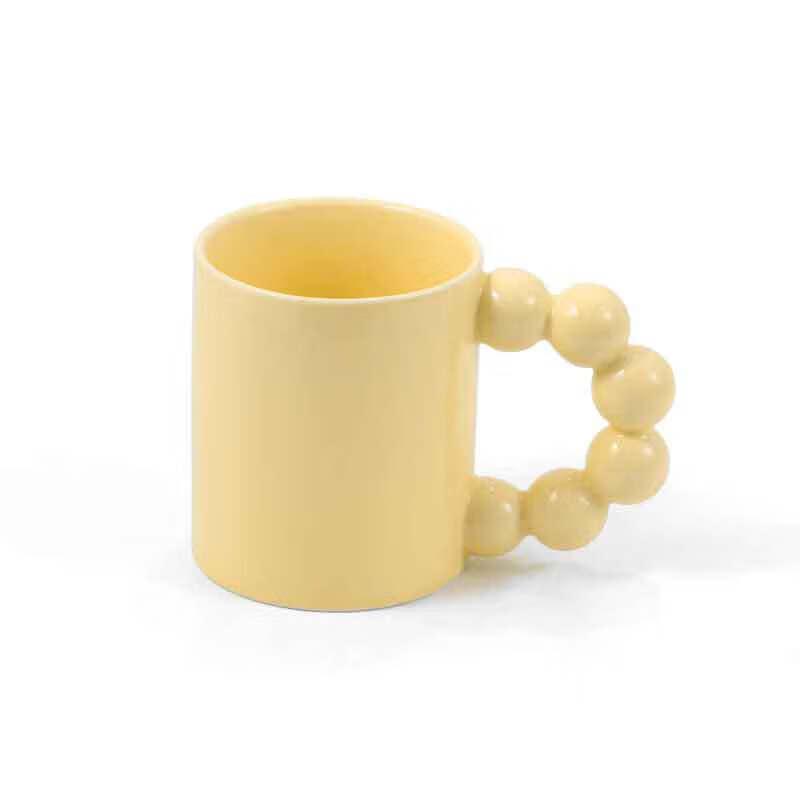 Macaron Beaded Handle Ceramic Mug