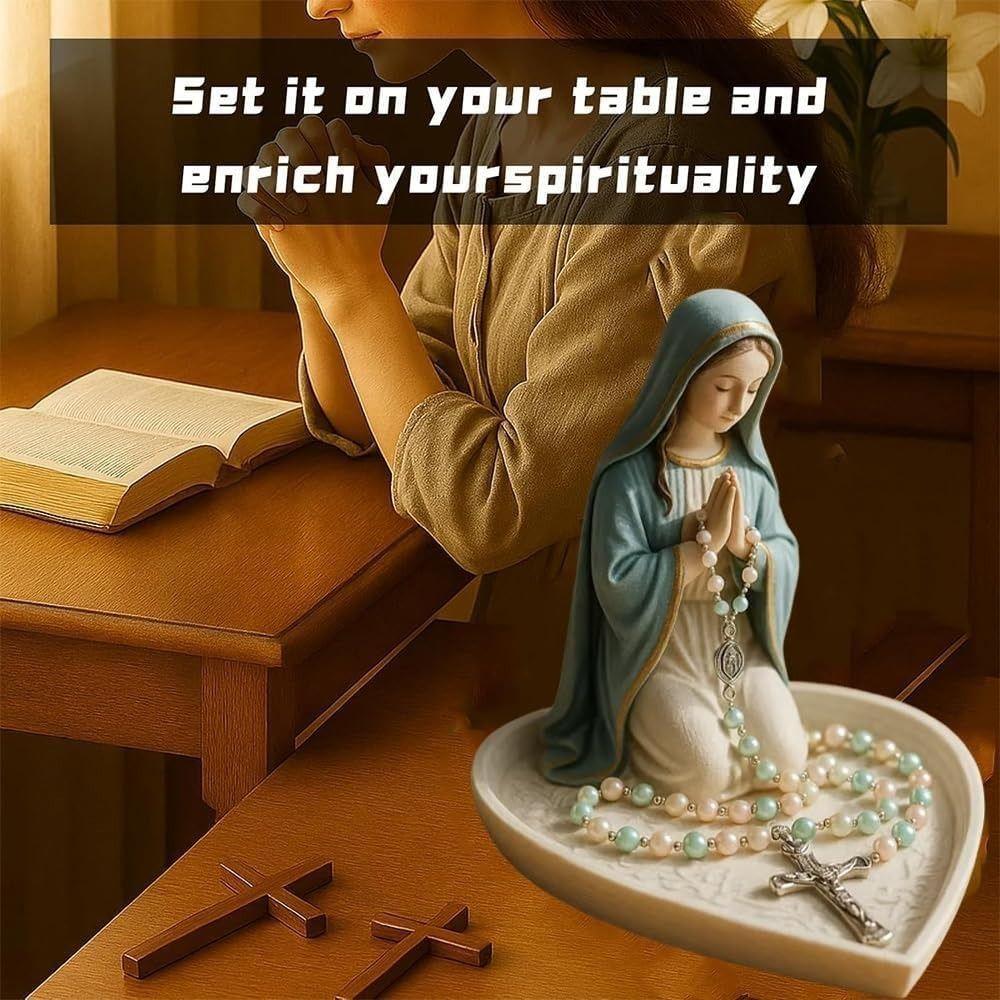 Resin Virgin Mary Rosary Holder Jesus Necklace Storage Holder Prayer Rosary Holder  Office