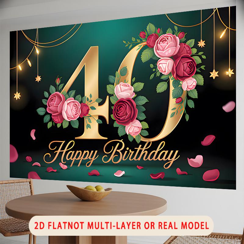 Party Backdrop Birthday Rose 40Th Photo Booth Background Wall Decor