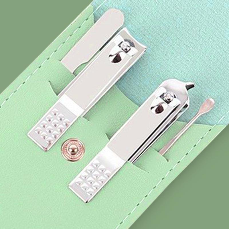 Colorful Folding Bag Nail Clipper Set Portable 4-piece Ear-picking Nail Manicure Kit Home Manicure Clipper Set