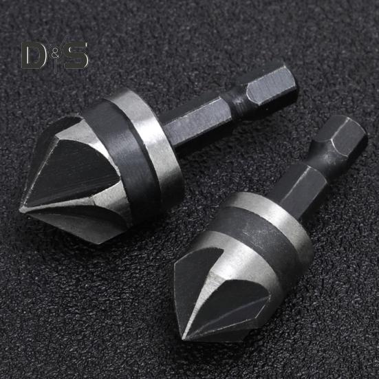 3Pcs Five Edge Chamfering Cutter Chamfering Tool Stainless Steel Single Edge 90 Degree Reaming Drill Taper Screw Countersunk Hole Cutter Deburring