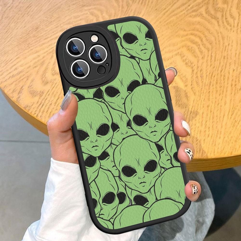 Estetyka Uroczy Kreskówkowy obcy kosmiczny Etui na telefon Twarda Skóra Dla iPhone 14 13 12 Mini 11 14 Pro Max Xs X Xr 7 8 Plus Fundas