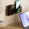 Adhesive Wall Phone Holder Space Saving Design for Home Office Organizing with Charging Slot and Multifunctional Storage