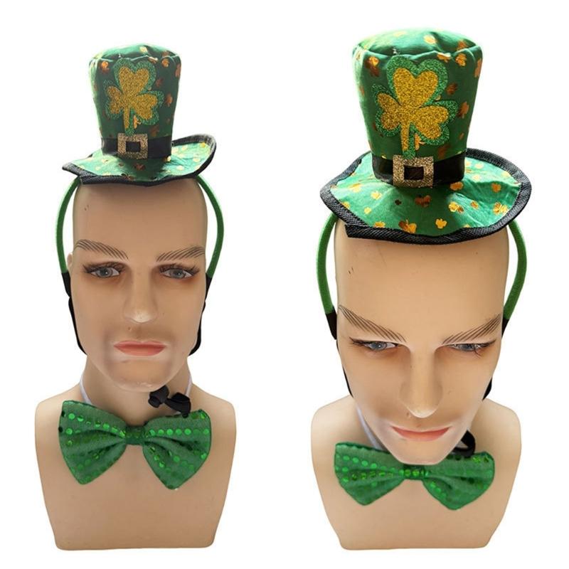 Patrick Day Costume Accessories Leprechaun Hat Headband Bowtie Patrick's Day Outfits for Men