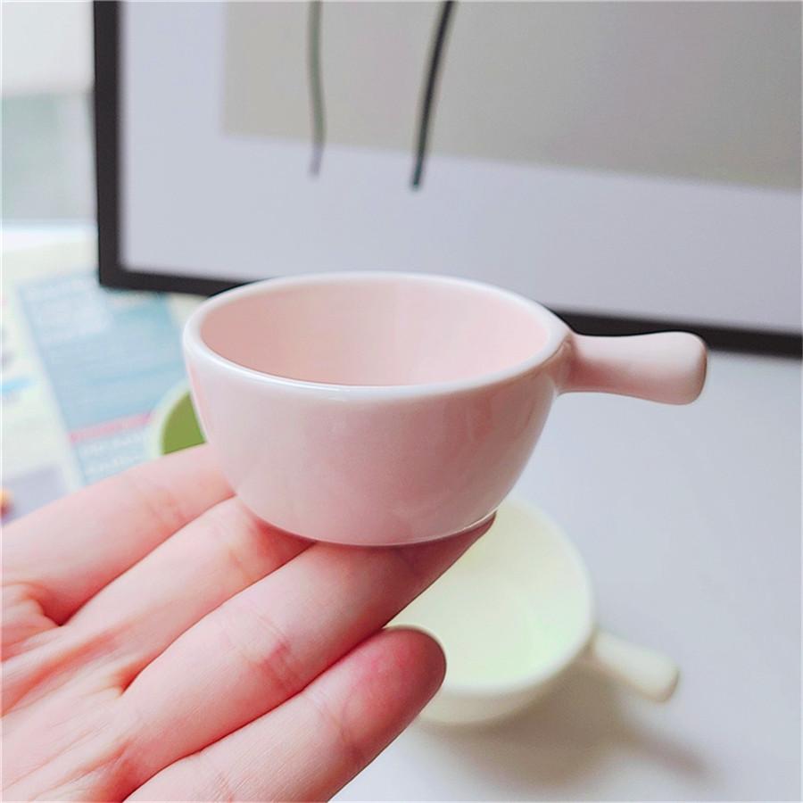 4pcs Seasoning Plates, Ceramic Mini Plates with Handles, Creative Small Milk Cups, Coffee and Sugar Small Plates