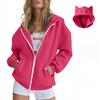 Damenmode Lässige Langarm Einfarbig Kapuzenpullover Tops