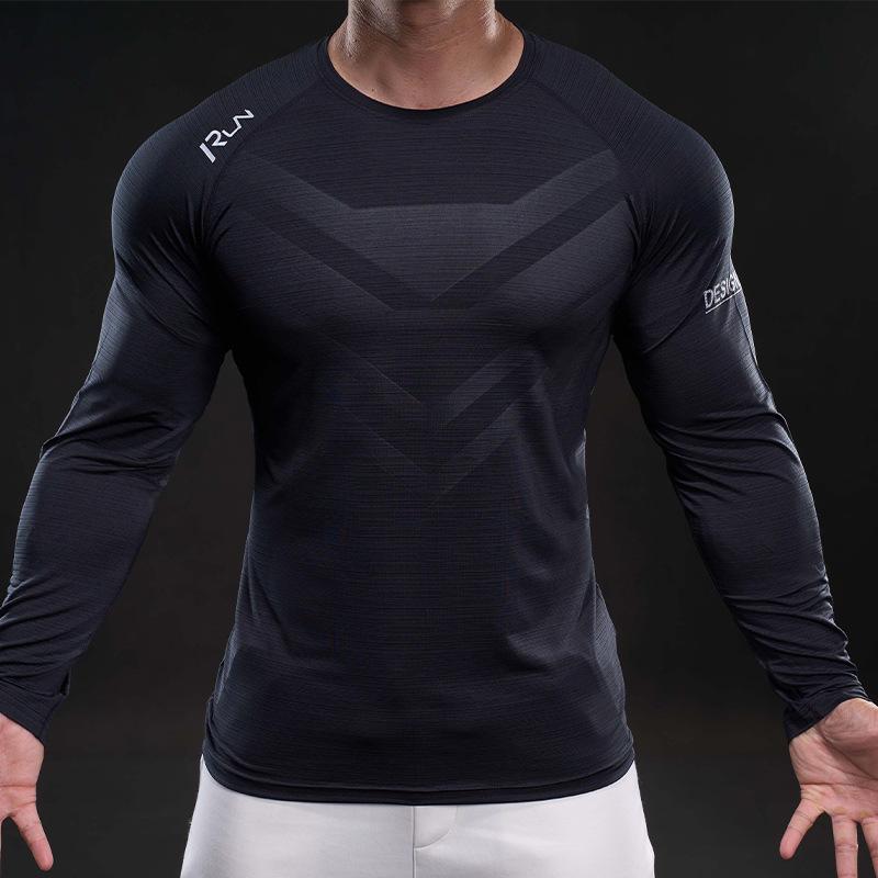 New Spring Long-sleeved T-shirt Men's Casual Sports Base Shirt Men's Youth Quick-dry Men's T-shirt