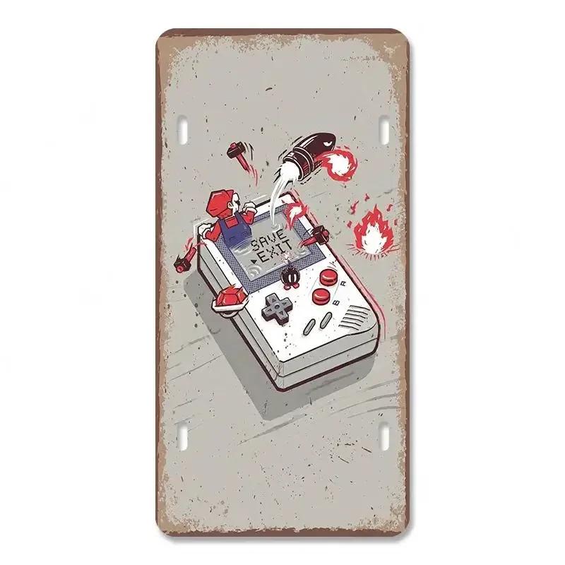 Vintage Video Game License Plate Metal Sign Playstation Gamer Metal Tin Poster For Boys Play Room Workshop Home Wall Art Decor